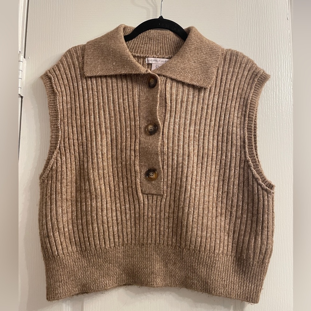 Brown Sweater Vest Size L - Pre-Owned